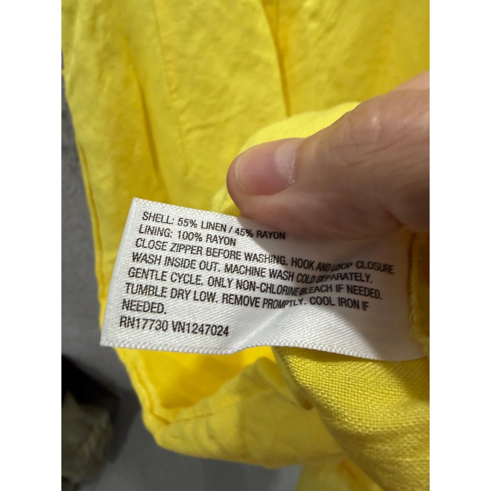 Future Collective Women Dress 2 Yellow Linen Blend Ring Cut-Out Midi Sundress - Picture 7 of 7